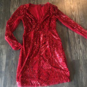 Gianni Bini: Red, sequined cocktail dress